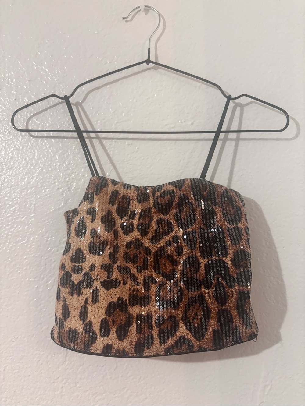 Leopard sequin crop top